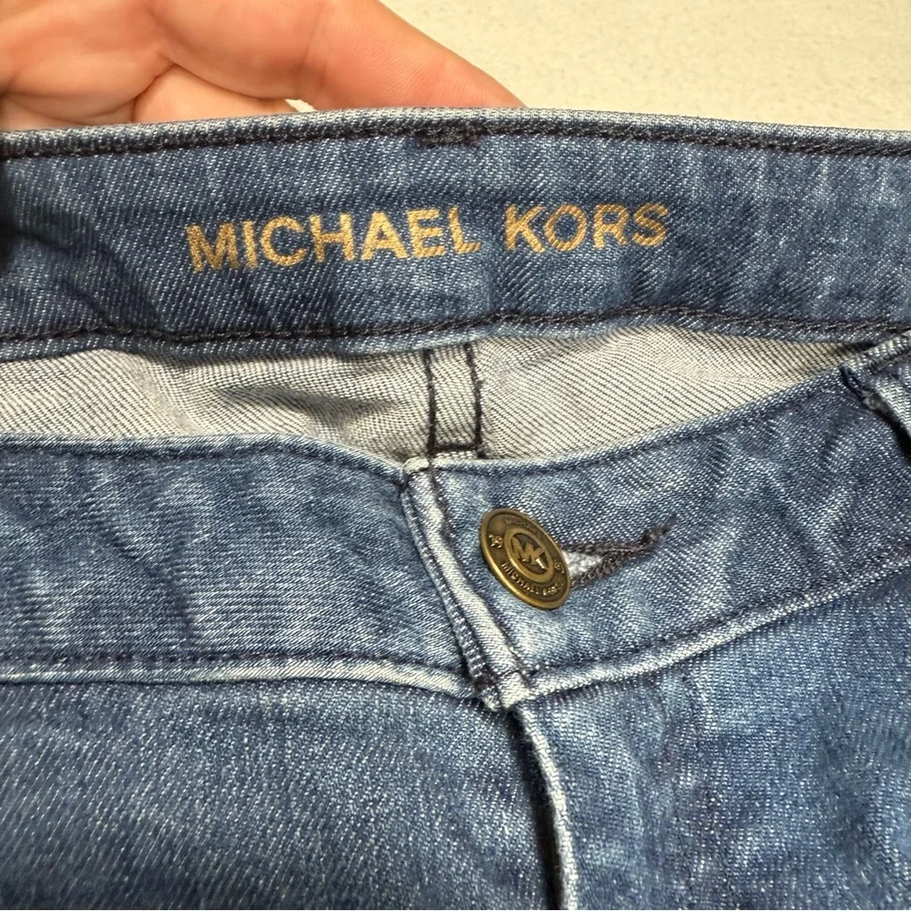 Michael Kors Blue Izzy Skinny Cropped Raw Hem Casual Denim Jeans Size 6 #1918